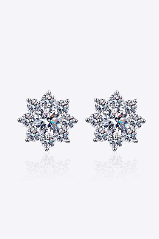 1 Carat Moissanite 925 Sterling Silver Flower Earrings Carauana Store