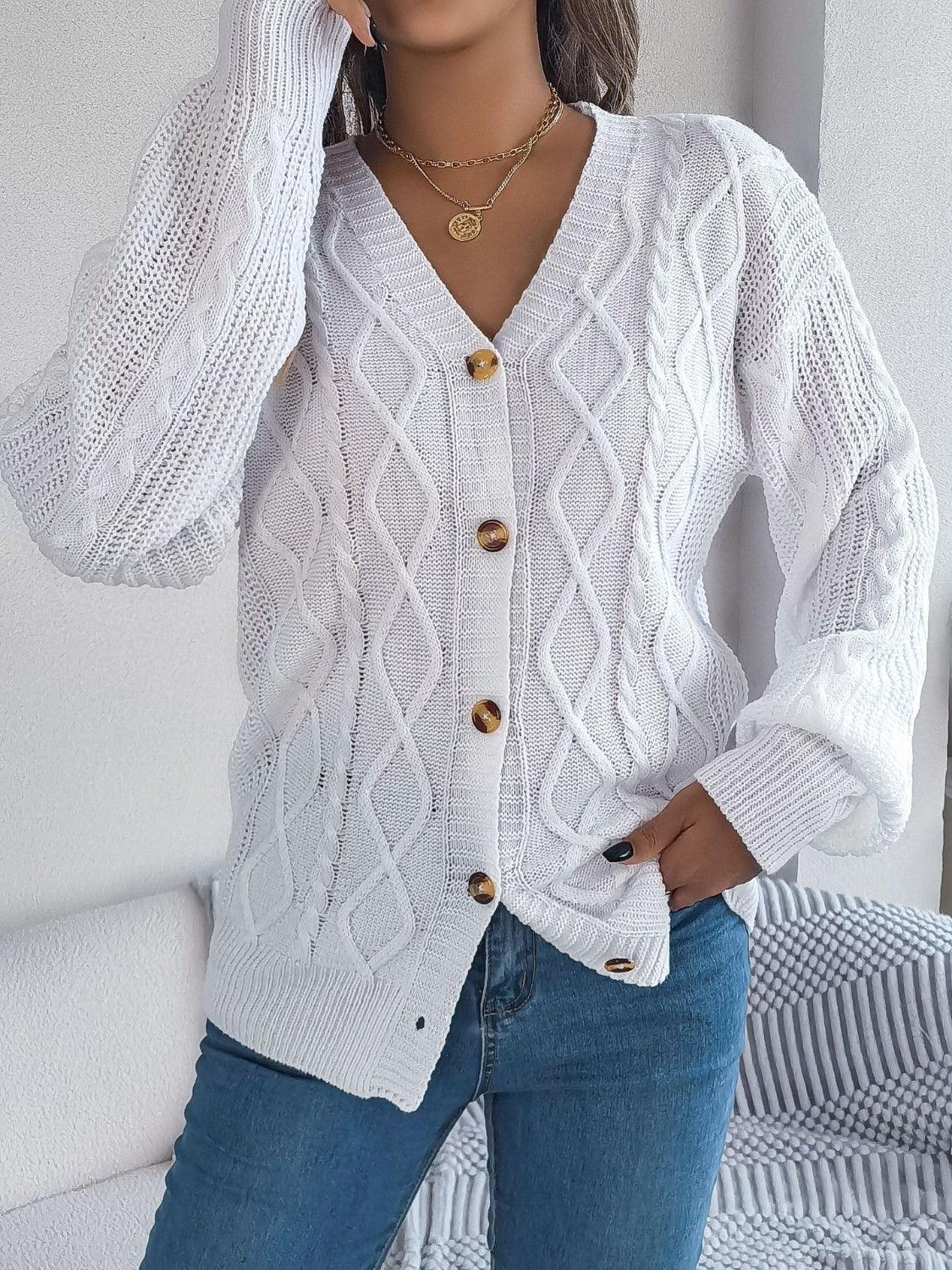 Cable-Knit Long Sleeve Cardigan