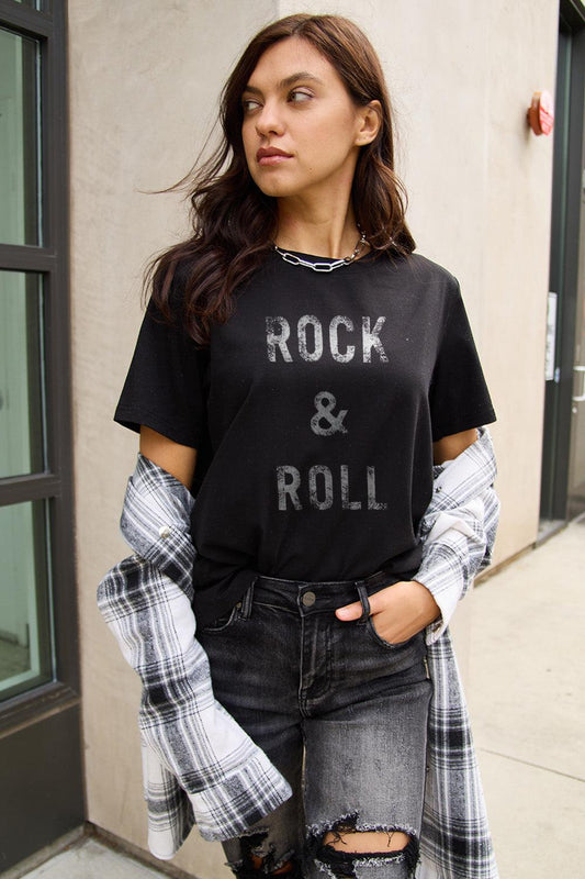 Simply Love Full Size ROCK & ROLL Short Sleeve T-Shirt Carauana Store