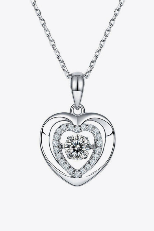 Moissanite Heart Pendant Necklace Carauana Store