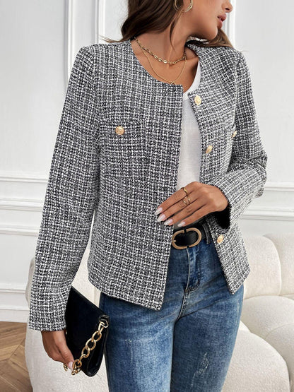 Perfee Plaid Long Sleeve Outerwear