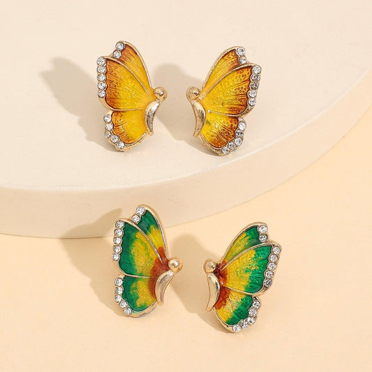 2 Piece Rhinestone Alloy Butterfly Stud Earrings Carauana Store