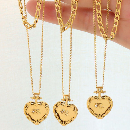 Heart Shape Double-Layered Stainless Steel Necklace Carauana Store