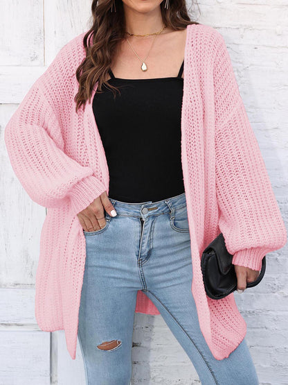 Open Front Dropped Shoulder Longline Cardigan