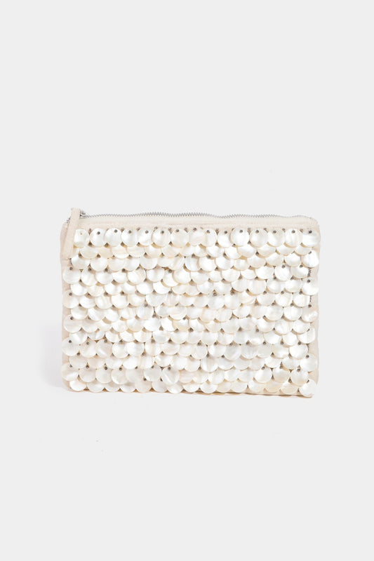 Fame Mother Of Pearl Disc Beaded Rectangle Bag 