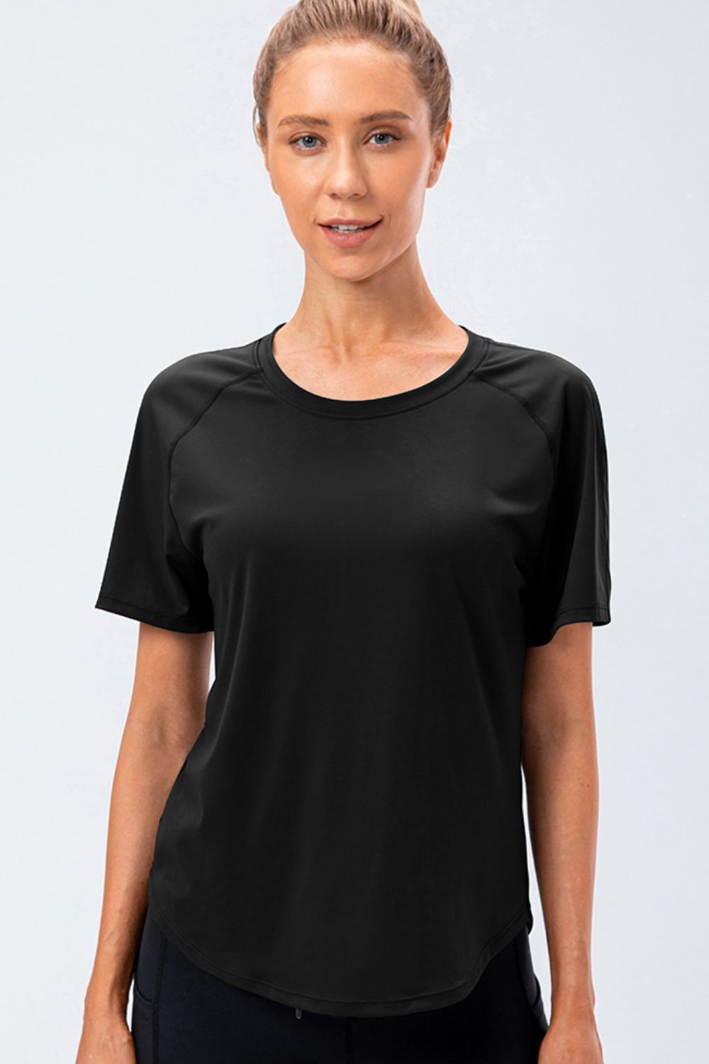 Round Neck Raglan Sleeve Active Tee Carauana Store