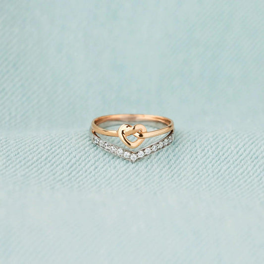 Knotted Heart Shape Inlaid Zircon Ring Carauana Store