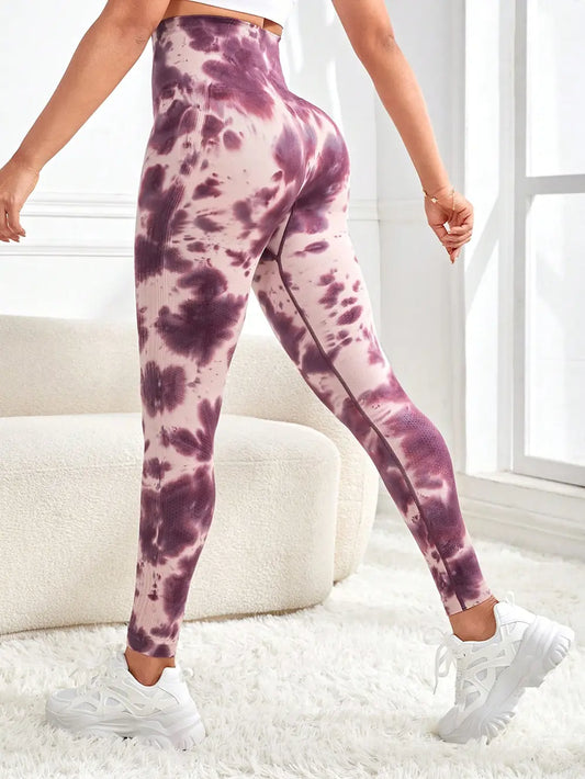 Tie-Dye Wide Waistband Active Leggings Carauana Store