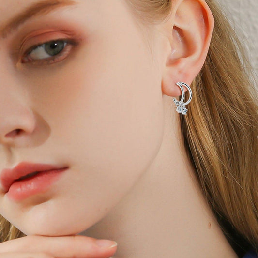 925 Sterling Silver Moissanite C-Hoop Earrings Carauana Store