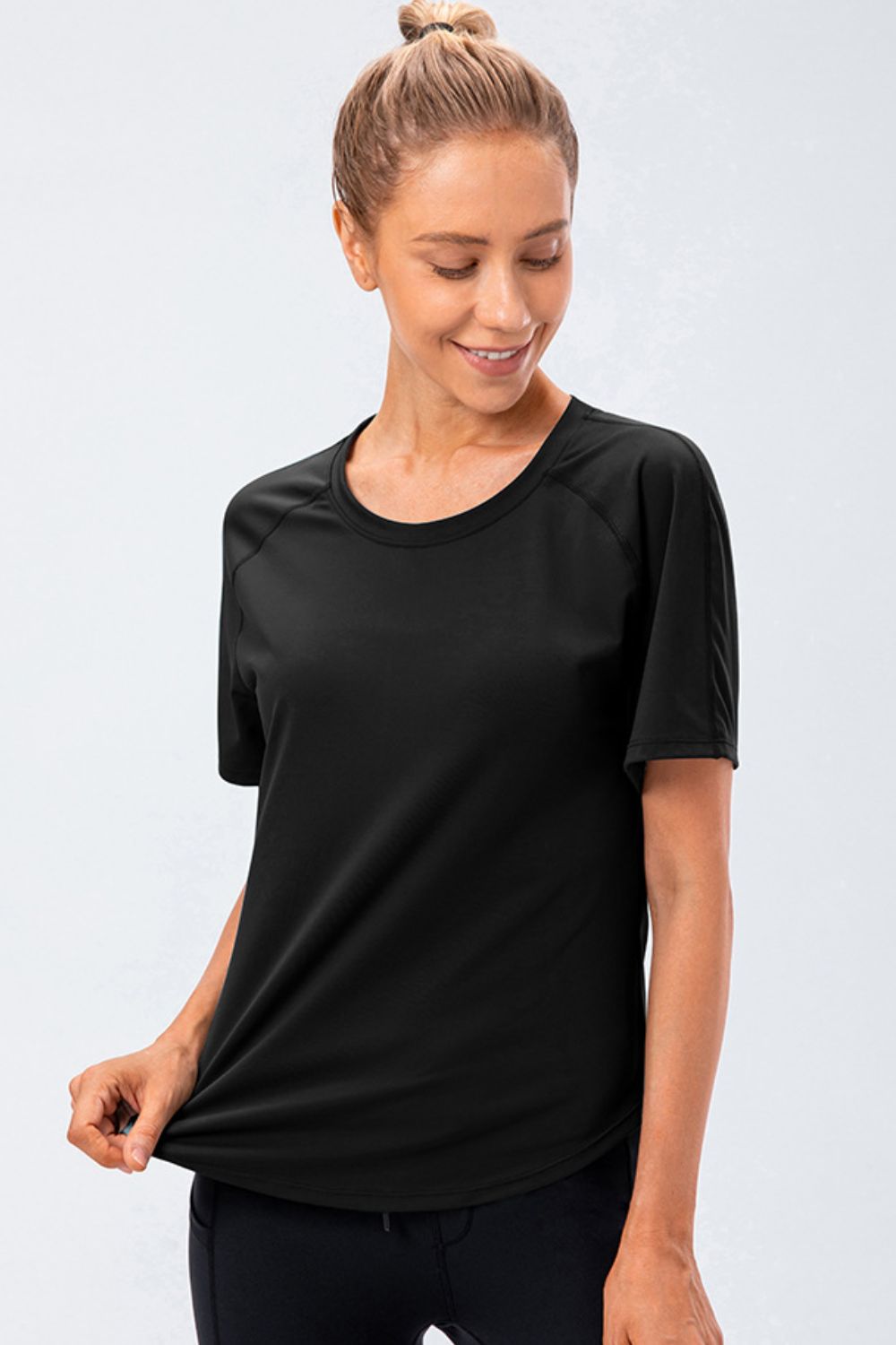 Round Neck Raglan Sleeve Active Tee Carauana Store
