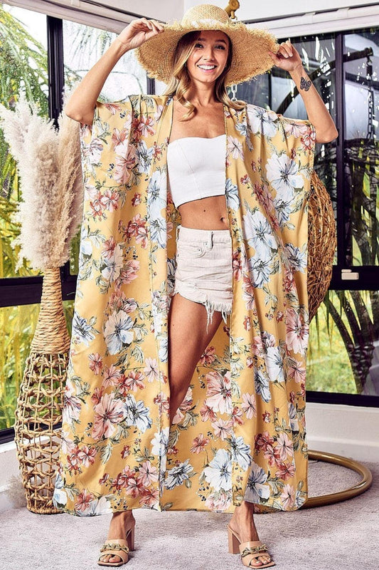 BiBi Floral Side Slit Longline Cardigan Carauana Store