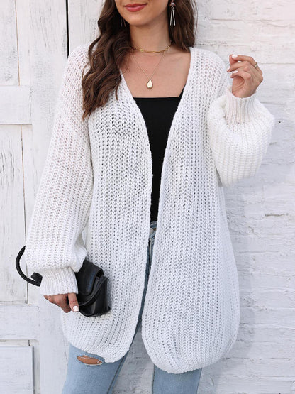 Open Front Dropped Shoulder Longline Cardigan