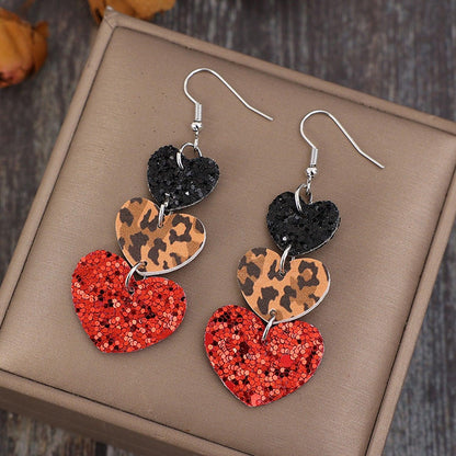 Heart Leather Drop Earrings