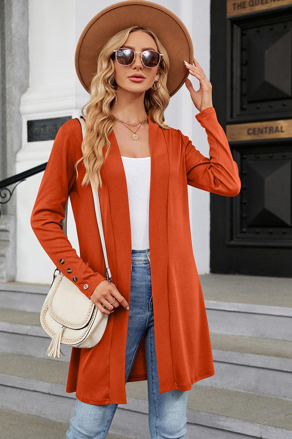 Open Front Long Sleeve Cardigan