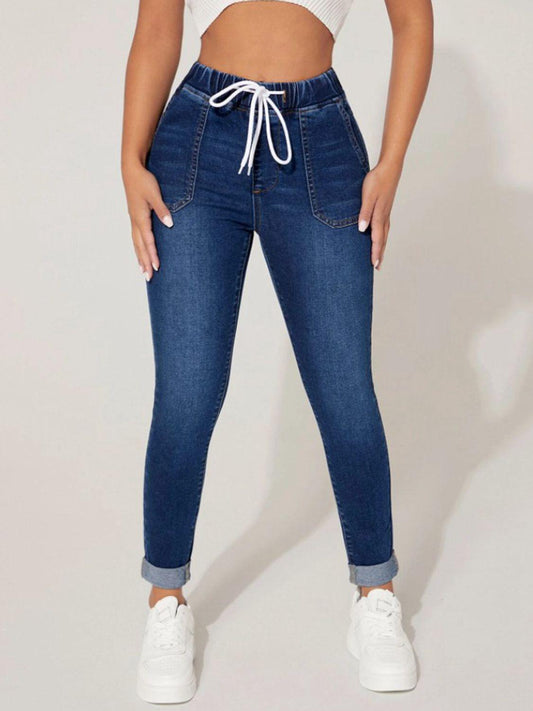 Drawstring Cropped Jeans Carauana Store