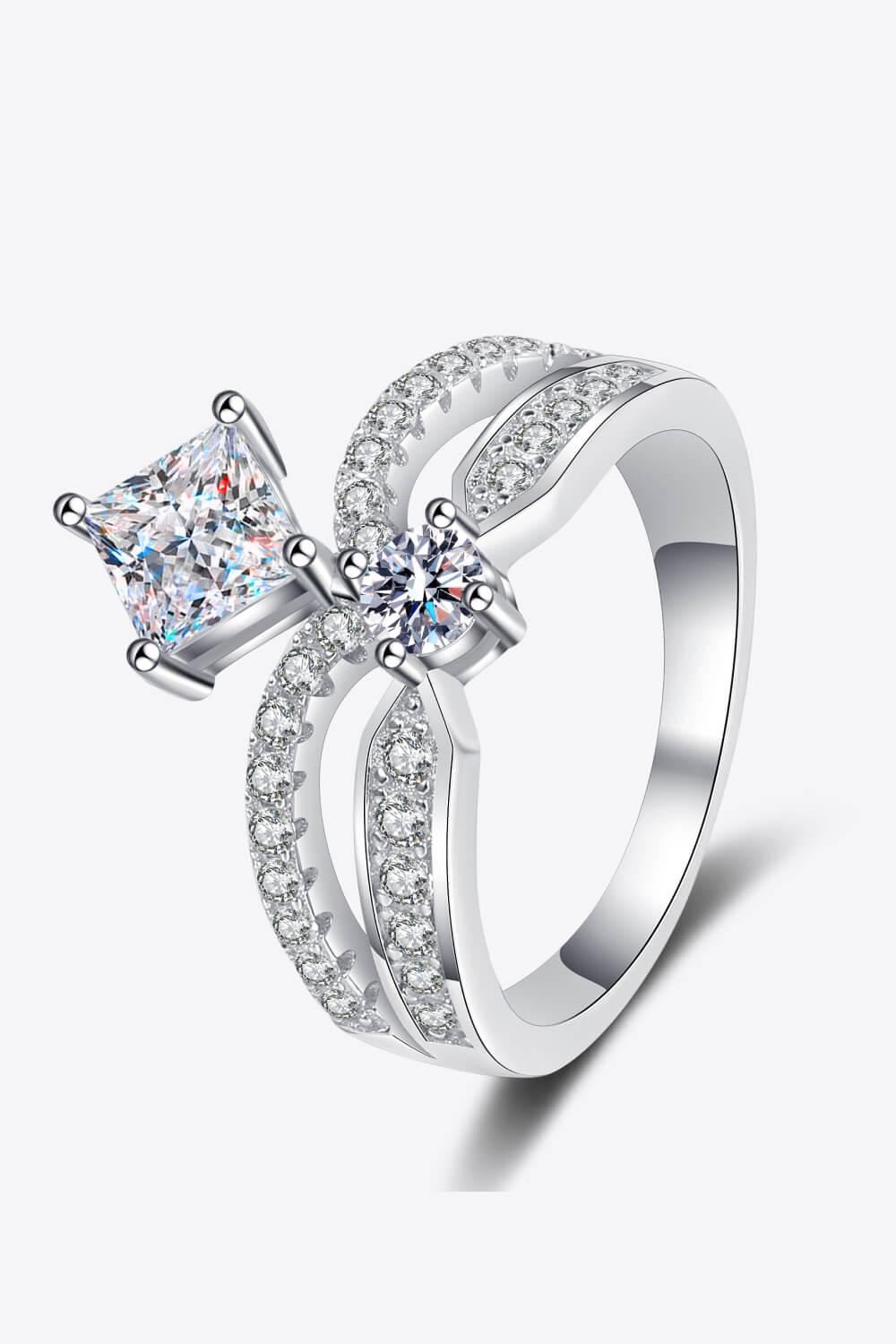 925 Sterling Silver Moissanite Crown Ring