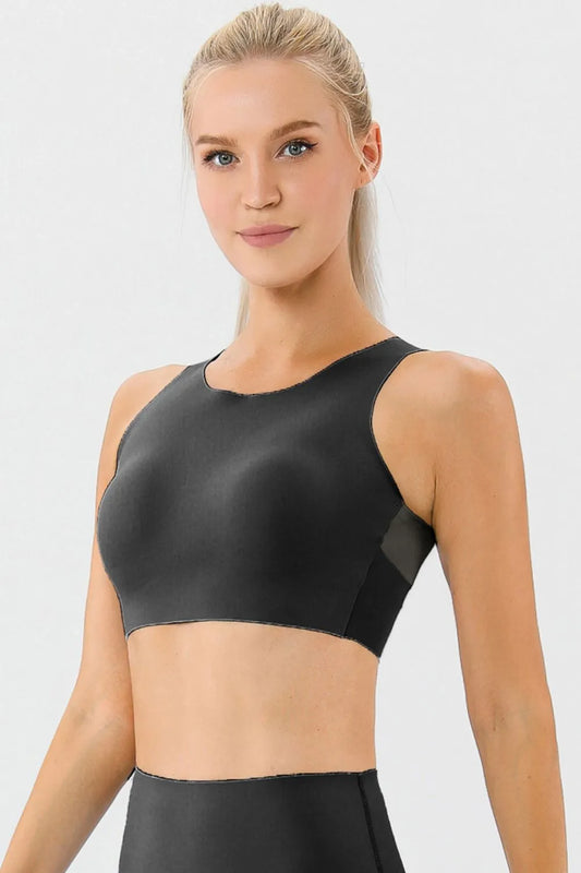 Round Neck Wide Strap Active Bra Carauana Store
