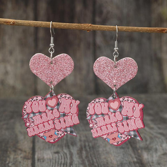 Heart Shape Wooden Earrings Carauana Store