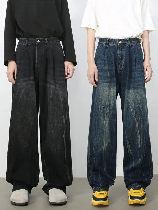 Men's High Waist Washed Jeans Carauana Store