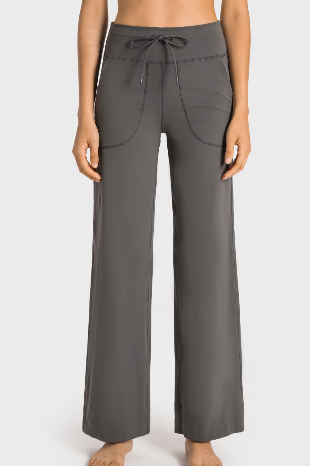 Millennia Drawstring Waist Wide Leg Sports Pants with Pockets CaRaUaNa Fashion