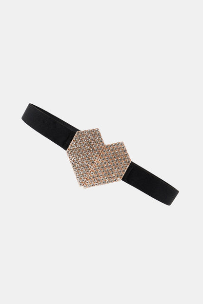 Rhinestone Heart Buckle Elastic Belt Carauana Store