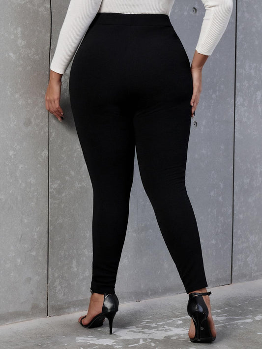 Plus Size Decorative Button Skinny Pants Carauana Store