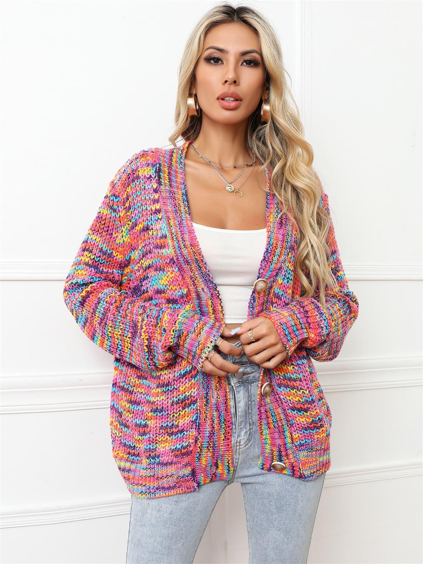 Angel Wings V-Neck Long Sleeve Cardigan