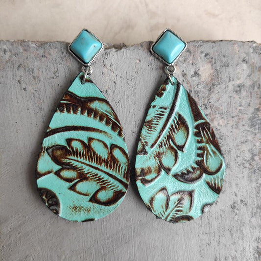 Artificial Turquoise Teardrop Earrings Carauana Store