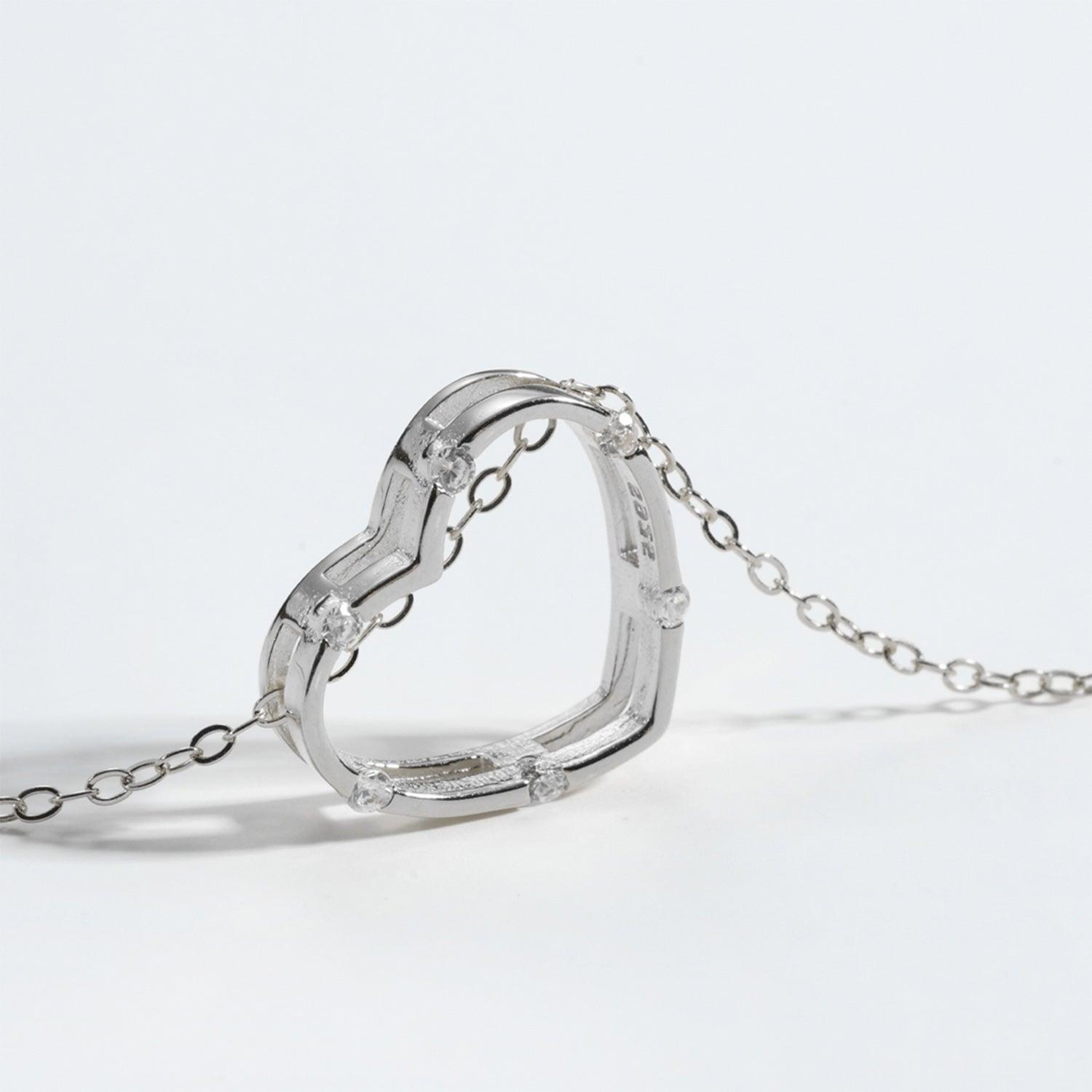 Heart Inlaid Zircon Spring Ring Closure Necklace