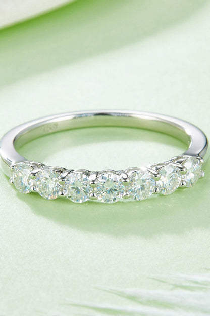 Moissanite Platinum-Plated Half-Eternity Ring