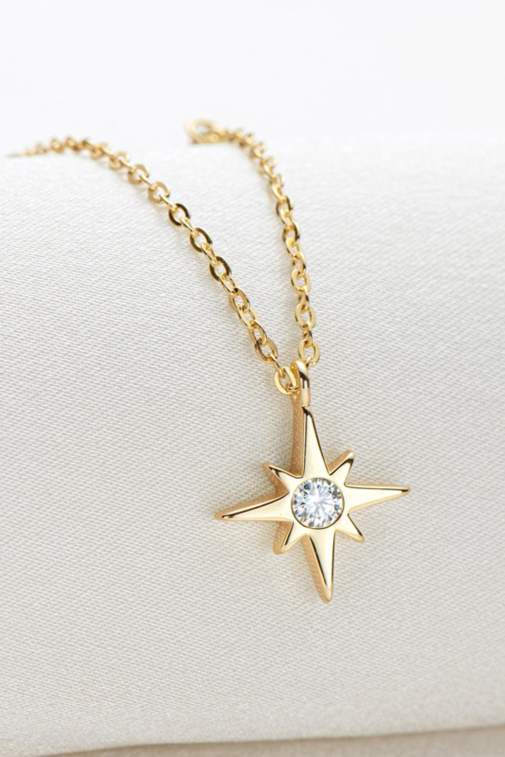 Moissanite North Star Pendant 925 Sterling Silver Necklace