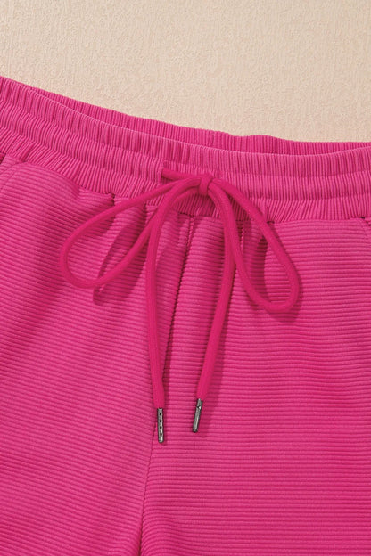 Striped Detail Flutter Sleeve Zipped Collar Top and Short Set Carauana Store