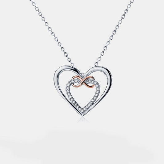 Heart Shape Inlaid Zircon 925 Sterling Silver Necklace Carauana Store