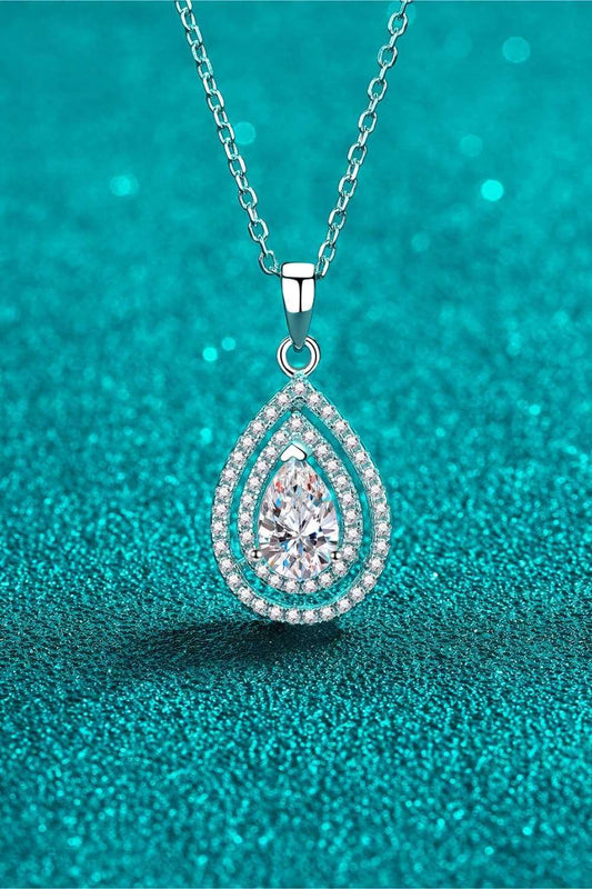 1 Carat Moissanite Teardrop Pendant Necklace Carauana Store