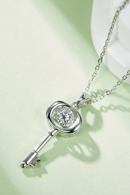 Adored Moissanite Key Pendant Necklace