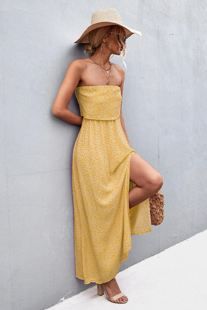 Strapless Split Maxi Dress