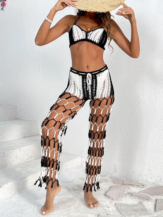 Cutout Halter Neck Top and Pants Two-Piece Swim Set Carauana Store