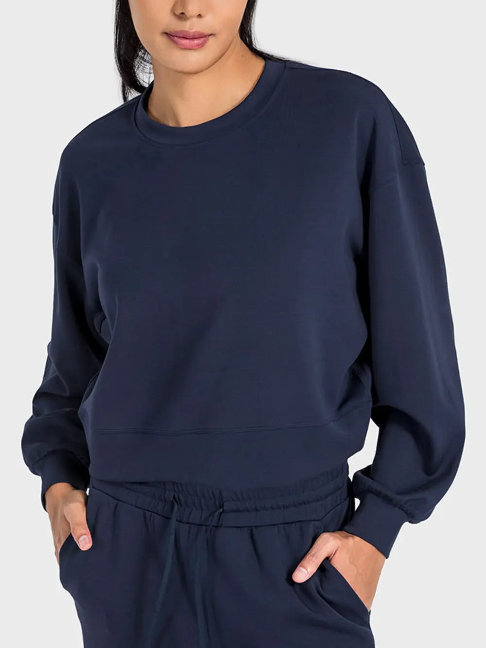 Millennia Round Neck Drop Shoulder Sports Top CaRaUaNa Fashion