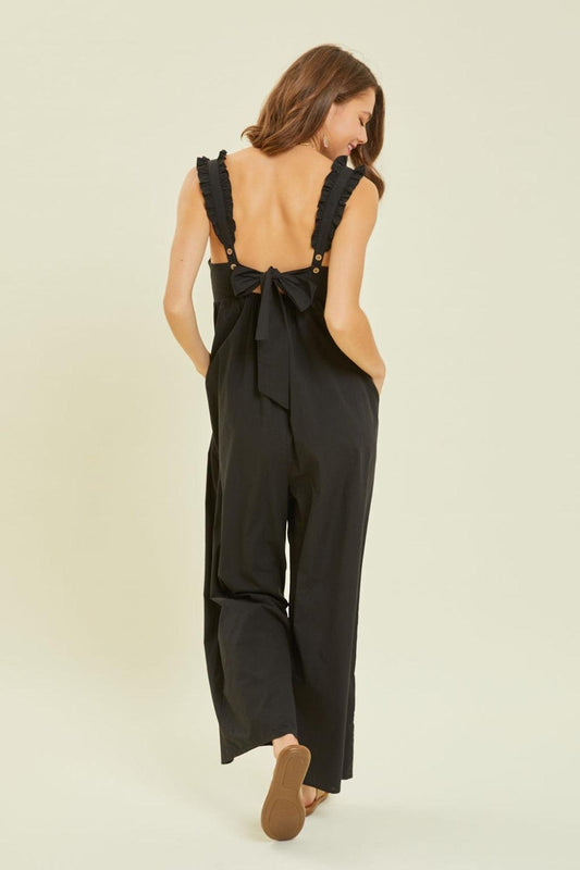 HEYSON Full Size Ruffled Strap Back Tie Wide Leg Jumpsuit Carauana Store