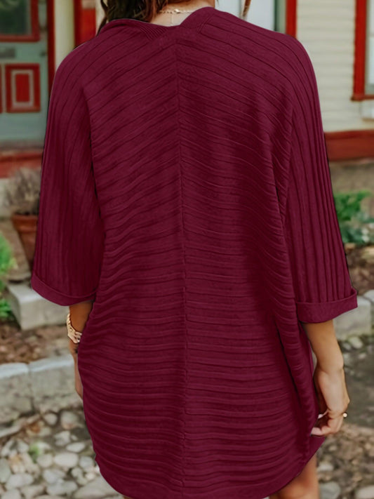 Striped Open Front Knit Cardigan Carauana Store