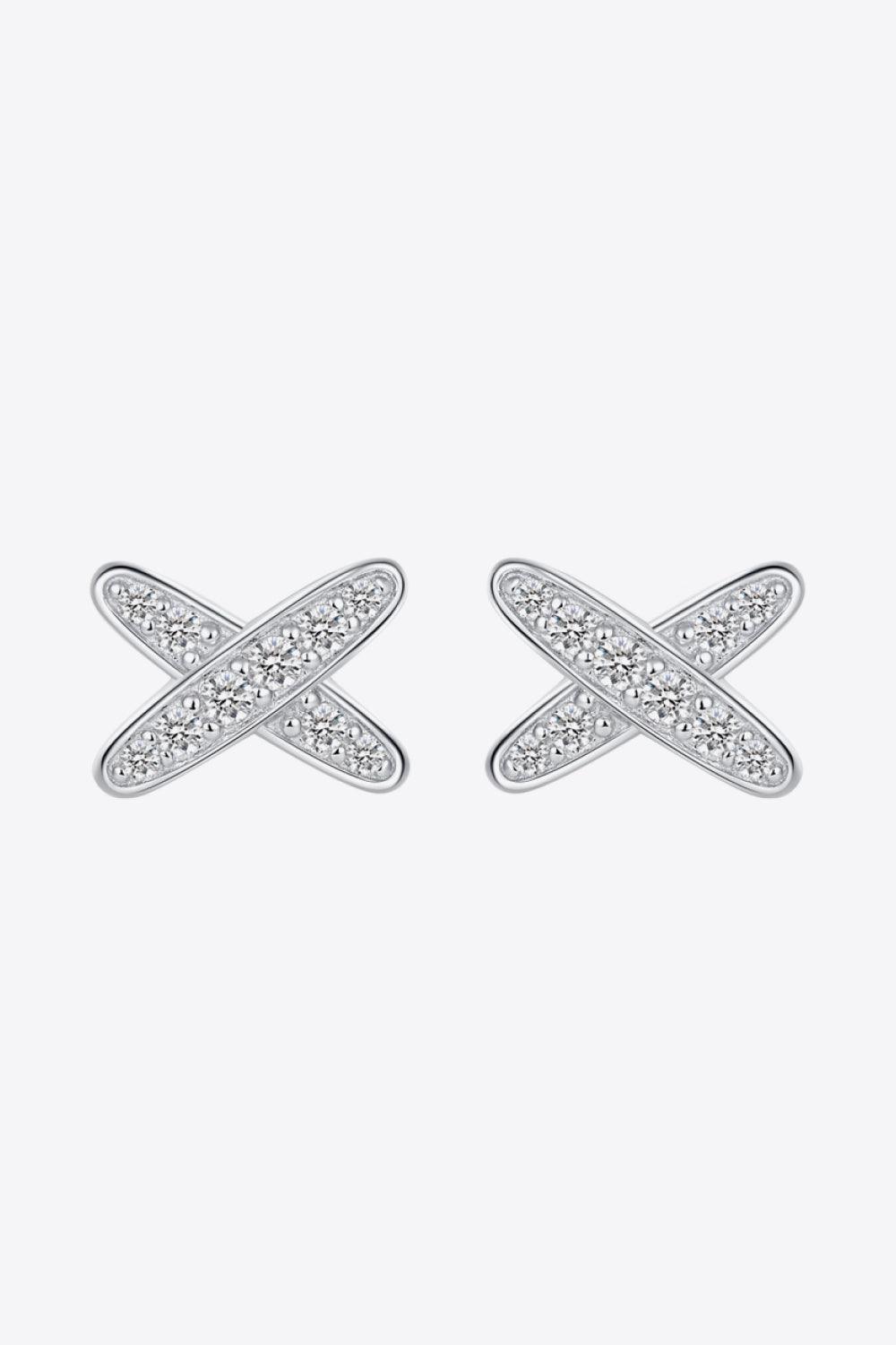 925 Sterling Silver X-Shape Moissanite Earrings