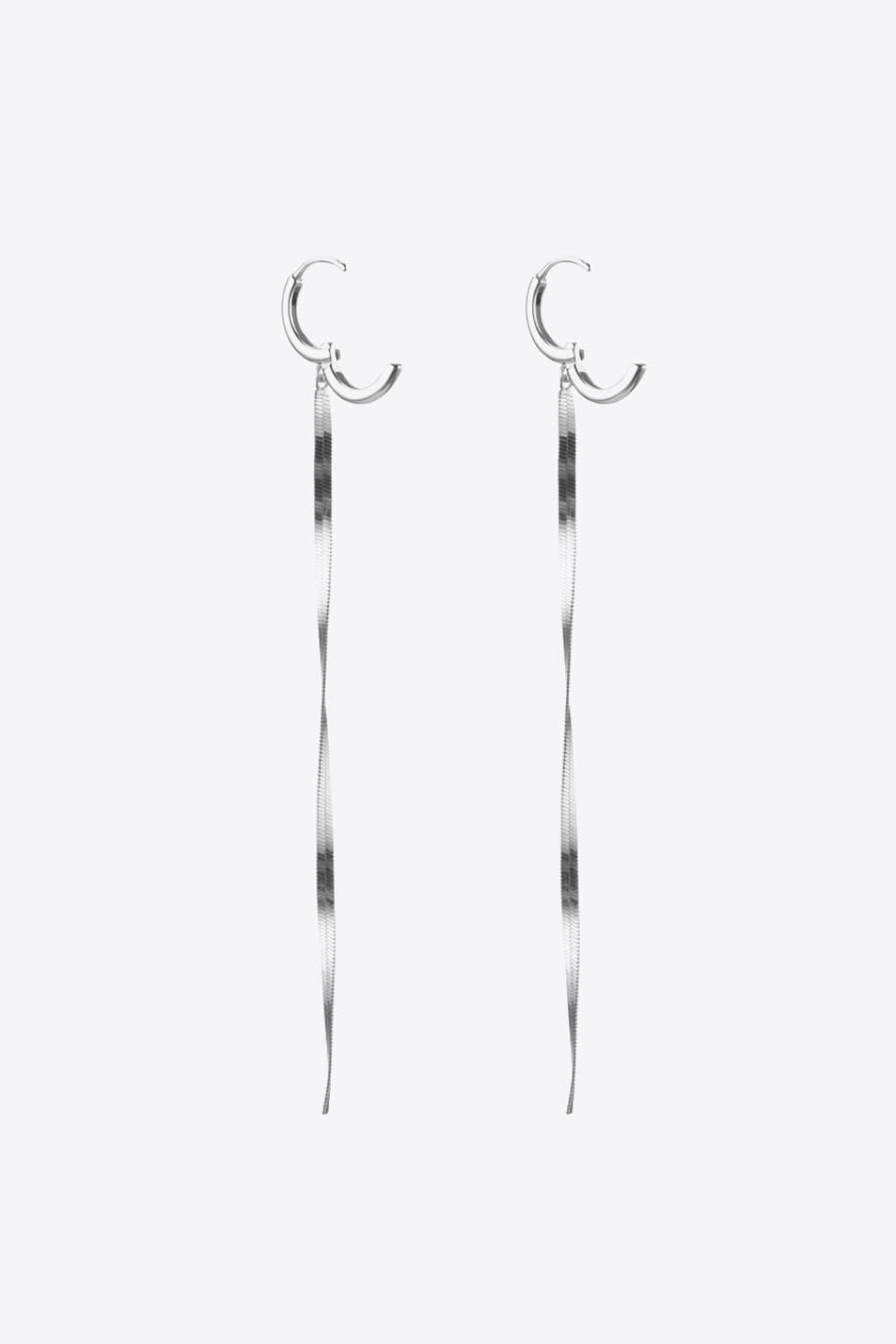 925 Sterling Silver Long Snake Chain Earrings