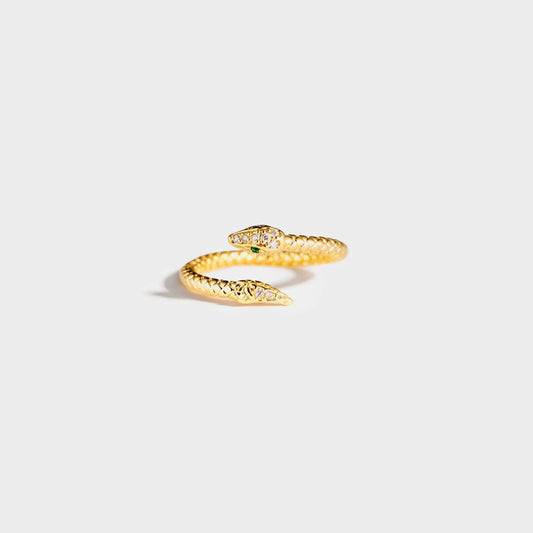 Snake Shape 18K Gold-Plated Bypass Ring Carauana Store