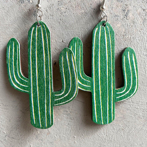 Iron Hook Wooden Earrings