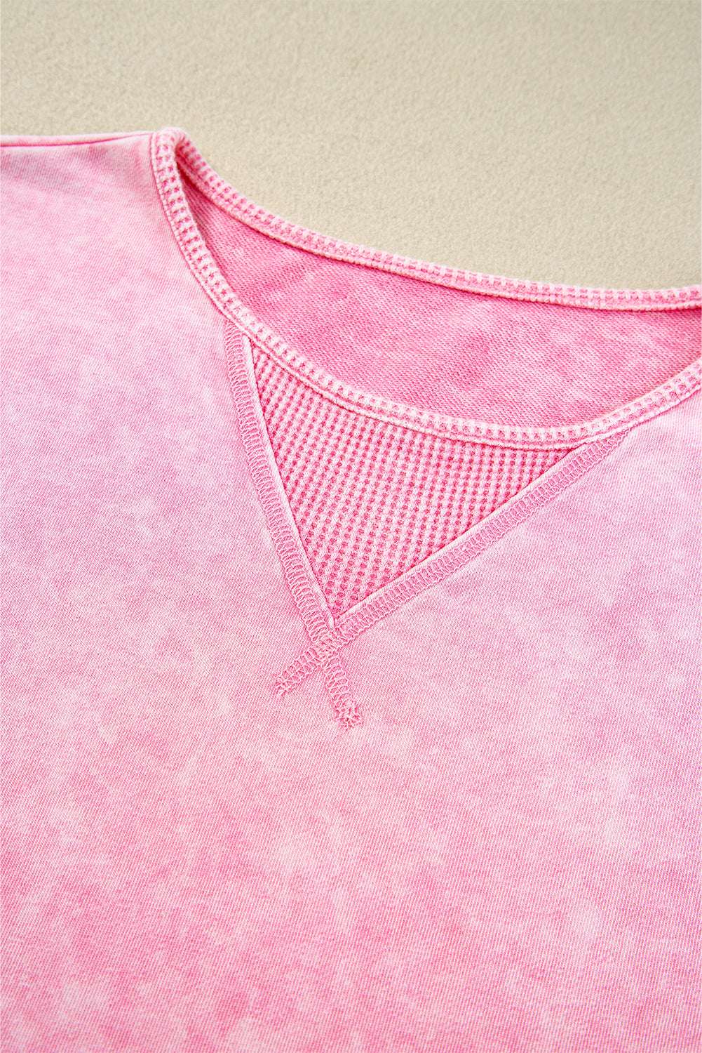 Strawberry Pink Mineral Wash Exposed Seam Drop Shoulder Oversized Tee CaRaUaNa Fashion