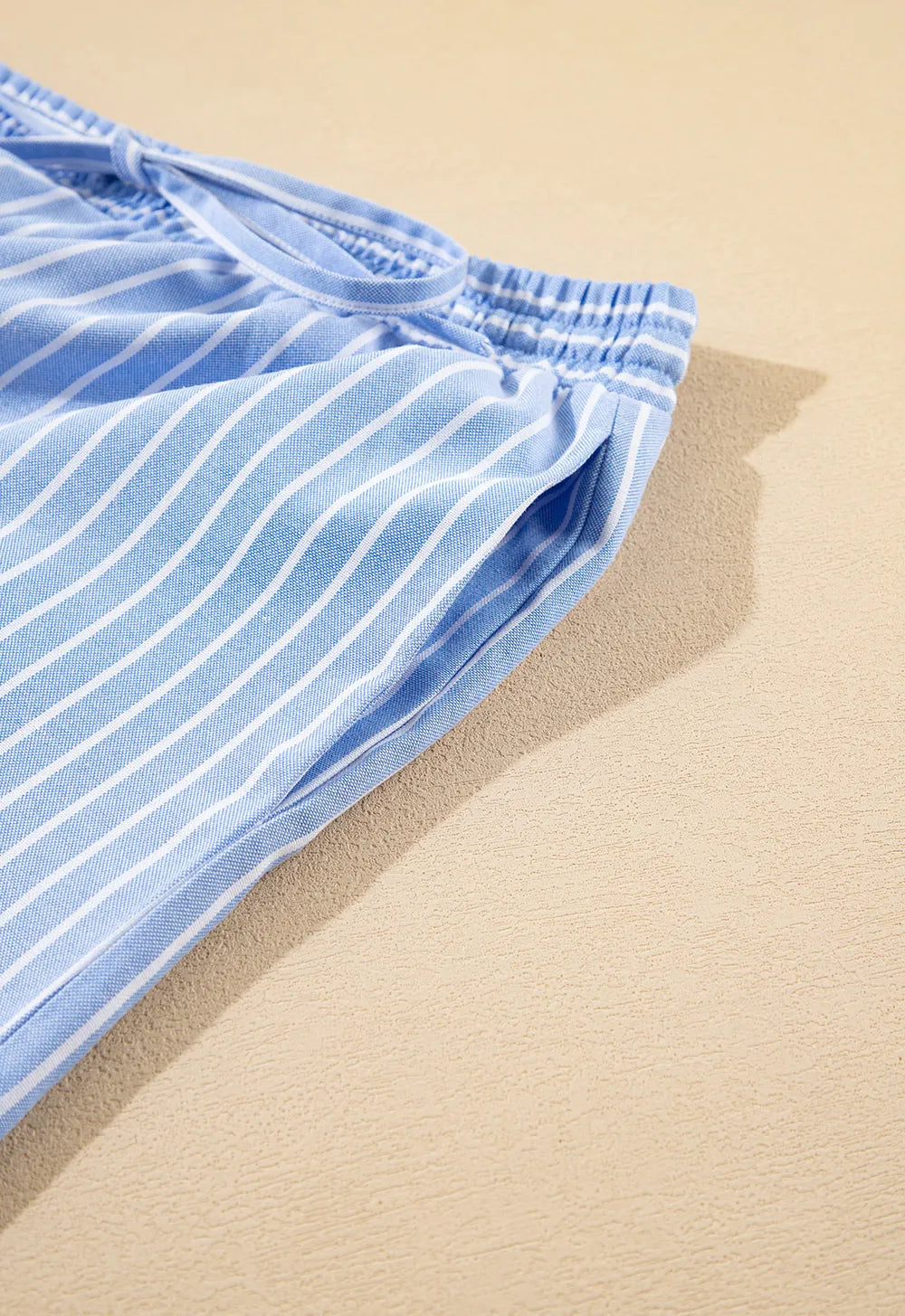 Striped Bowknot Detail Puff Sleeve Top and Shorts Set Carauana Store