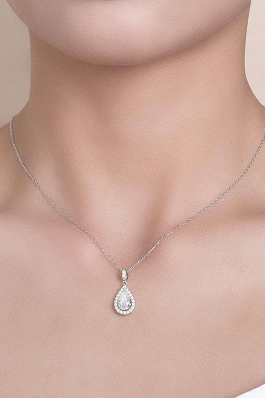 1.5 Carat Moissanite 925 Sterling Silver Teardrop Necklace Carauana Store