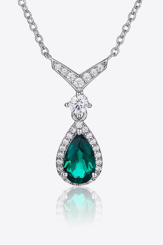 Lab-Grown Emerald Teardrop Necklace Carauana Store