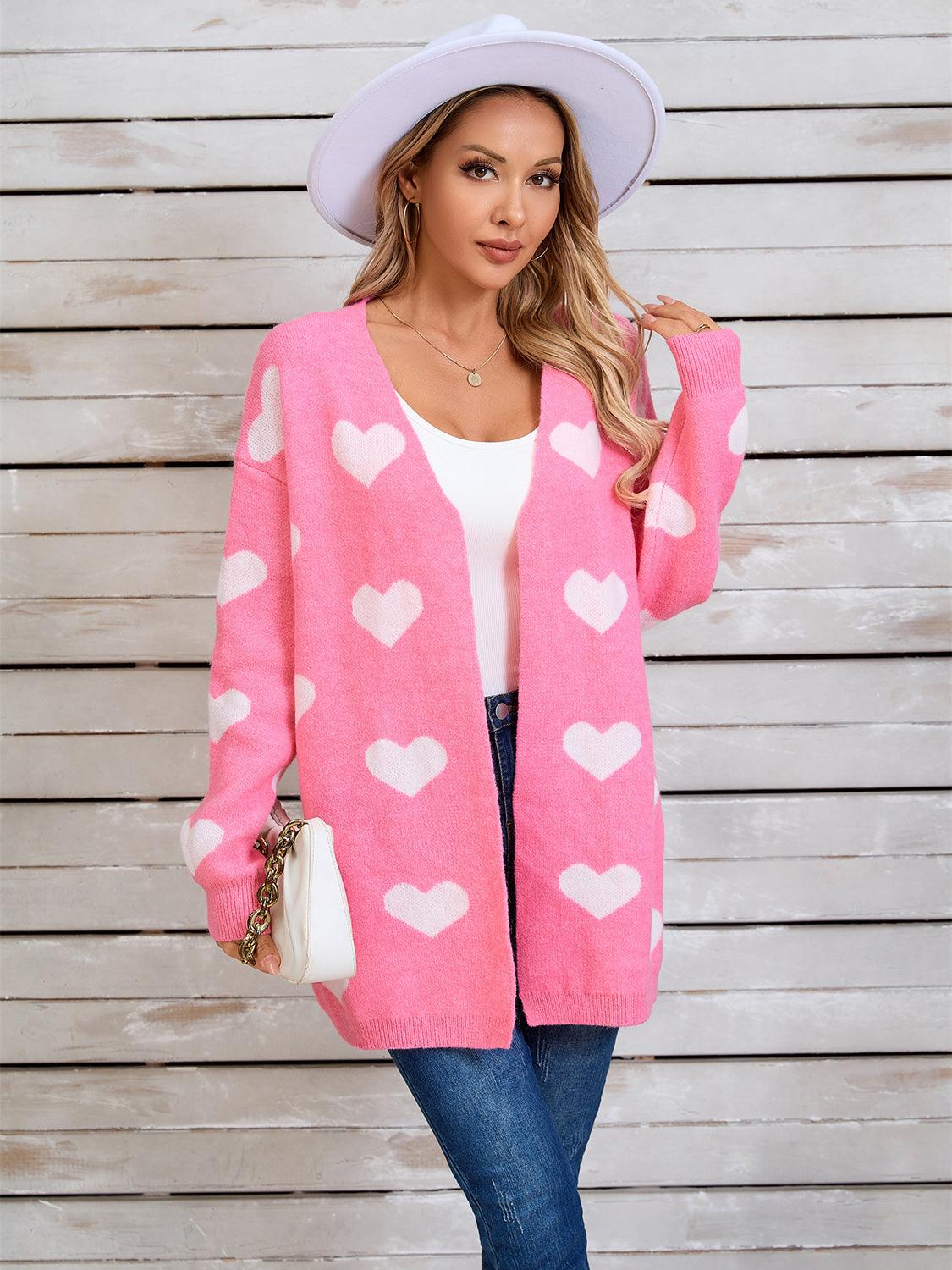 Angel Wings Heart Open Front Long Sleeve Cardigan