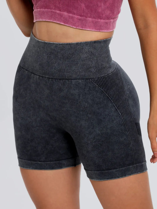 Washed High Waist Active Shorts Carauana Store